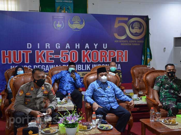 Pemko Langsa Ikuti Upacara HUT Korpri Ke-50 Secara Virtual