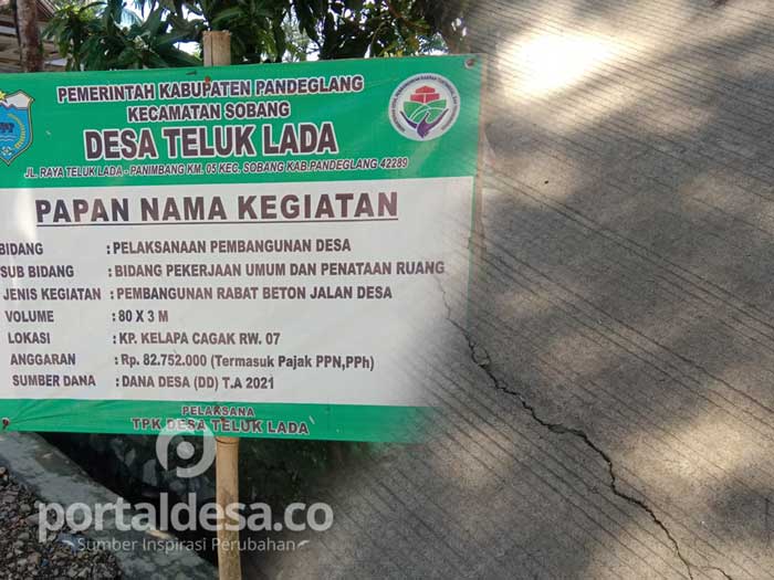 Bangunan Rabat Beton Desa Teluk Lada, Diduga Dikerjakan Asal Jadi