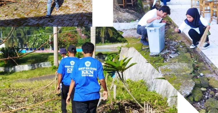KKN Dihari Pertama, Kelompok Saruma STIKIP Kie Raha Ternate Bersihkan Lingkungan Kampus