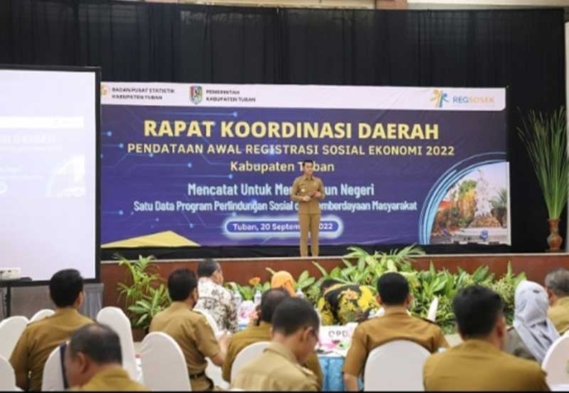 Dorong Desa Cinta Statistik ,Bupati Tuban Berikan Pemantapan di Rakorda Regsosek 2022