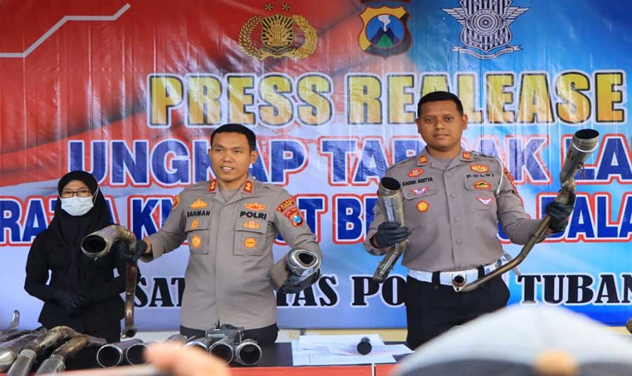 Ratusan Knalpot Brong Disita Polres Tuban